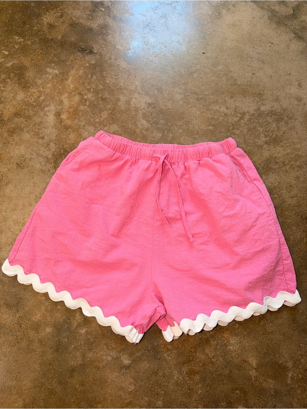 Pink Two-Piece Women's Set with White Ric Rac Trim Cotton Beach Summer S Preppy - Picture 7 of 16